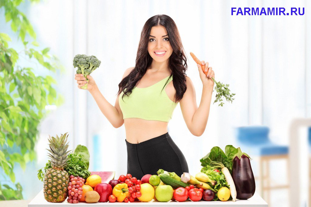 девушка фрукты овощи для здоровья